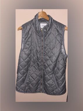 Old Navy Quilted Heather Gray Sleeveless Puffer Vest